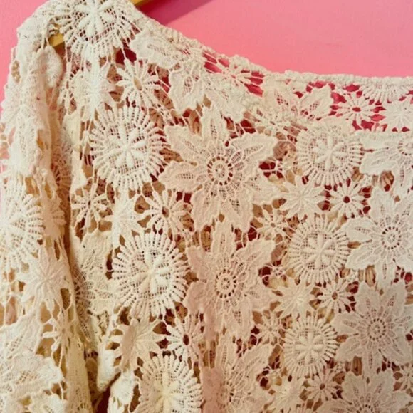 Elmwood Textiles (Etsy) Bell Sleeve Vintage Lace Mini Dress - M - Picture 4 of 7